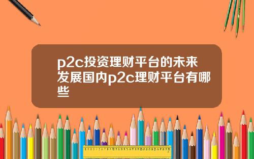 p2c投资理财平台的未来发展国内p2c理财平台有哪些