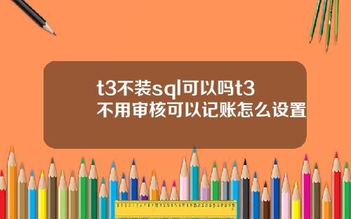t3不装sql可以吗t3不用审核可以记账怎么设置