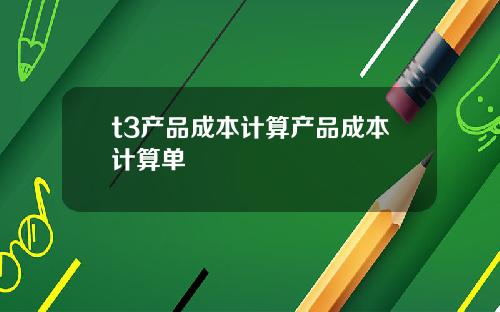 t3产品成本计算产品成本计算单