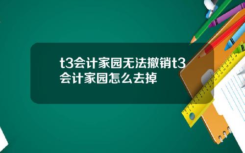 t3会计家园无法撤销t3会计家园怎么去掉