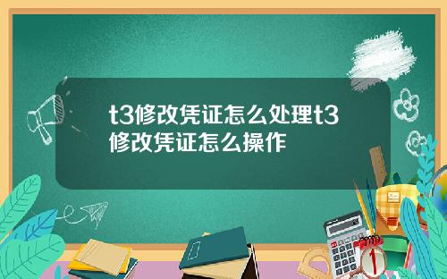 t3修改凭证怎么处理t3修改凭证怎么操作
