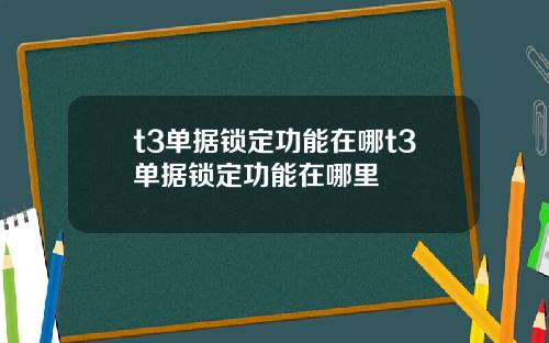 t3单据锁定功能在哪t3单据锁定功能在哪里