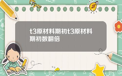 t3原材料期初t3原材料期初数翻倍