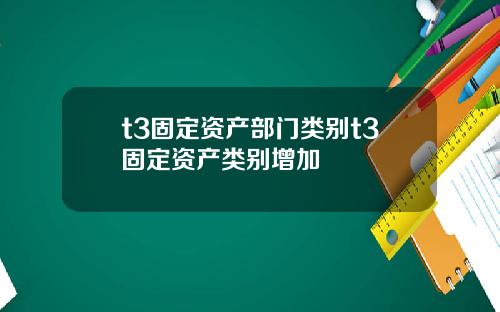t3固定资产部门类别t3固定资产类别增加