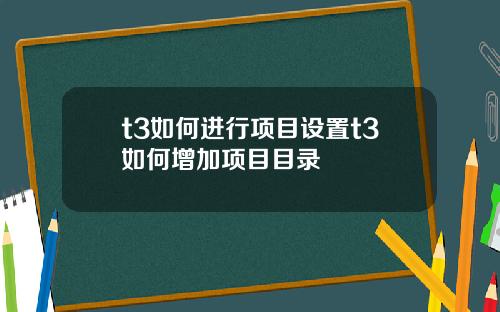 t3如何进行项目设置t3如何增加项目目录