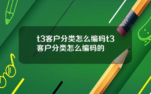 t3客户分类怎么编码t3客户分类怎么编码的