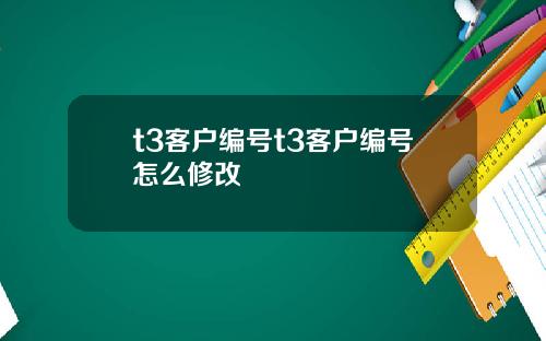 t3客户编号t3客户编号怎么修改