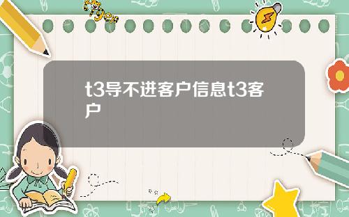 t3导不进客户信息t3客户