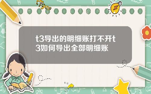 t3导出的明细账打不开t3如何导出全部明细账