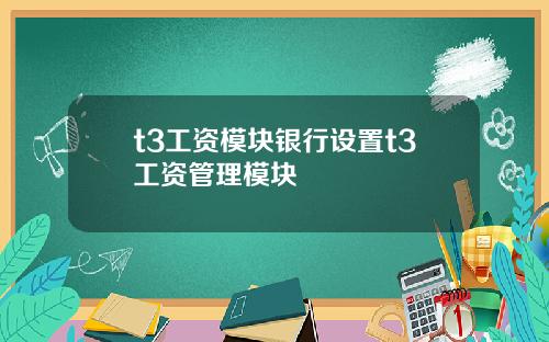 t3工资模块银行设置t3工资管理模块