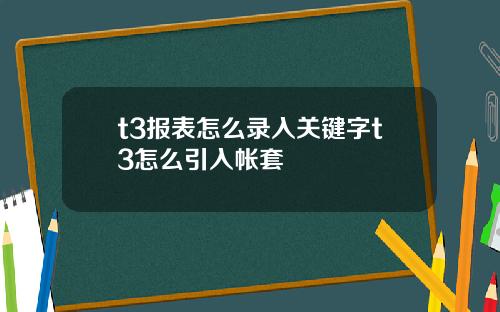 t3报表怎么录入关键字t3怎么引入帐套