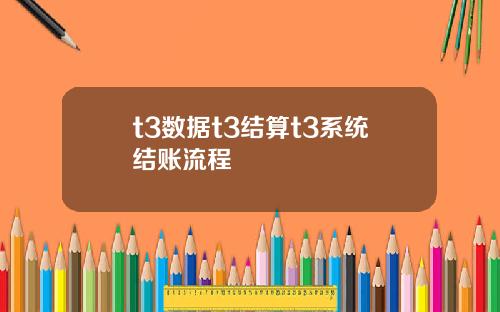 t3数据t3结算t3系统结账流程