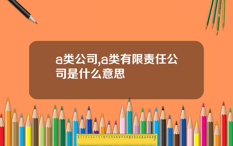 a类公司,a类有限责任公司是什么意思