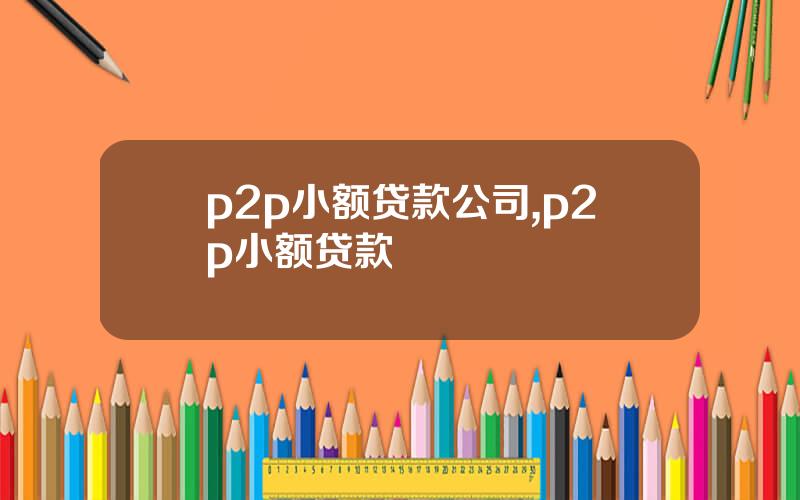 p2p小额贷款公司,p2p小额贷款