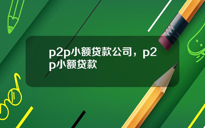 p2p小额贷款公司，p2p小额贷款