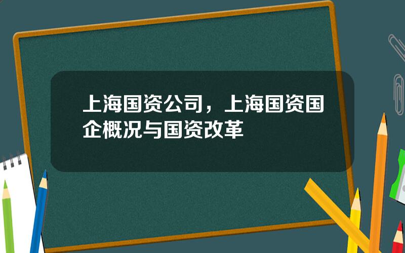 上海国资公司，上海国资国企概况与国资改革