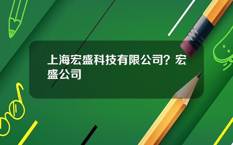 上海宏盛科技有限公司？宏盛公司