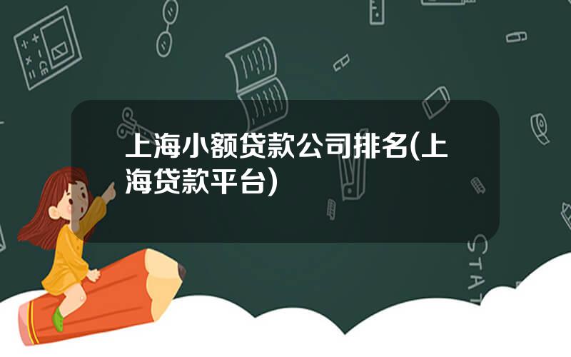 上海小额贷款公司排名(上海贷款平台)