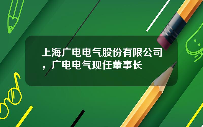上海广电电气股份有限公司，广电电气现任董事长
