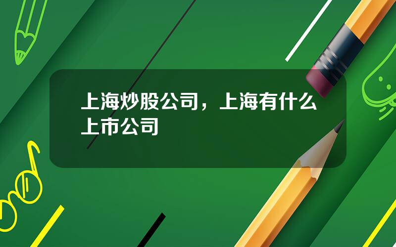 上海炒股公司，上海有什么上市公司