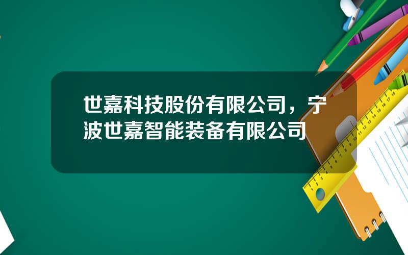 世嘉科技股份有限公司，宁波世嘉智能装备有限公司