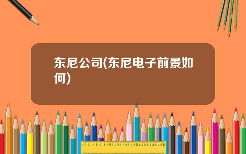 东尼公司(东尼电子前景如何)