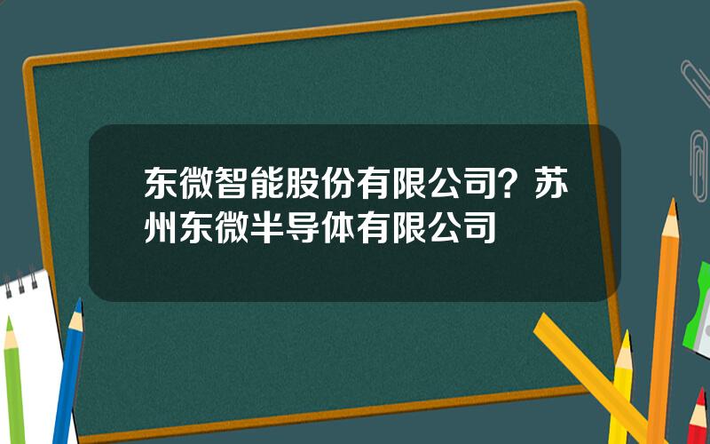 东微智能股份有限公司？苏州东微半导体有限公司
