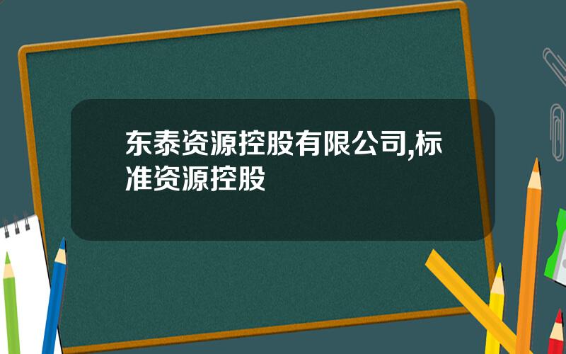东泰资源控股有限公司,标准资源控股