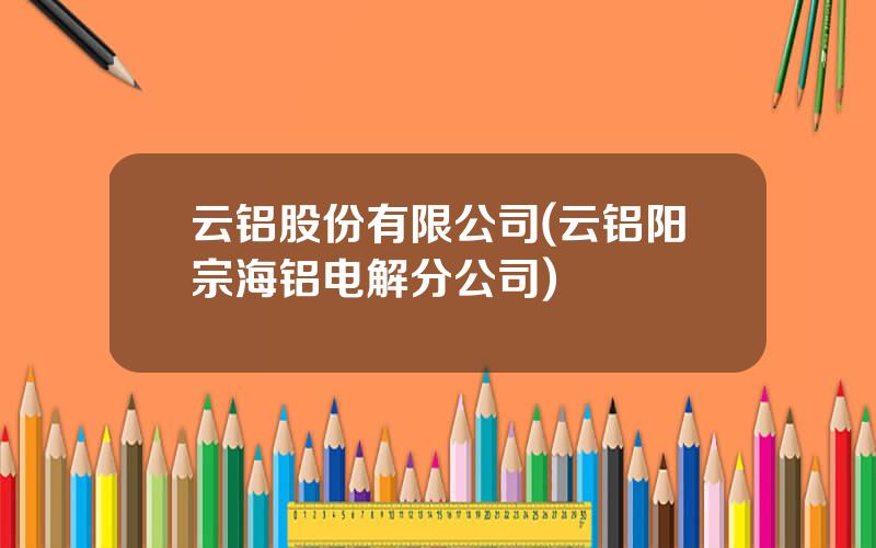 云铝股份有限公司(云铝阳宗海铝电解分公司)