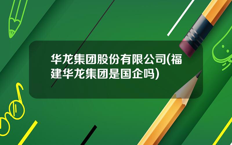 华龙集团股份有限公司(福建华龙集团是国企吗)