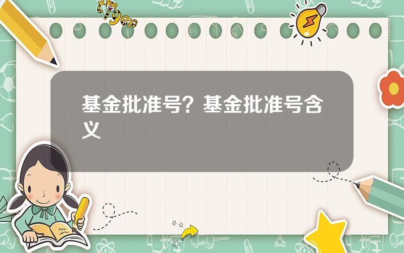 基金批准号？基金批准号含义