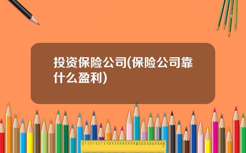 投资保险公司(保险公司靠什么盈利)