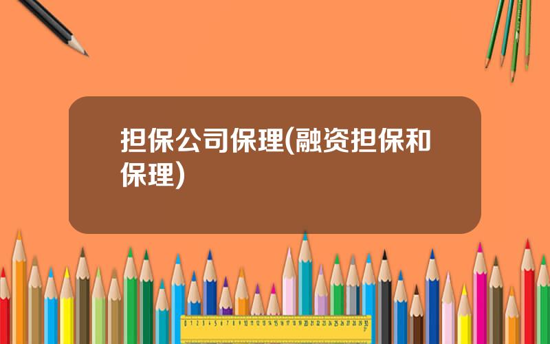 担保公司保理(融资担保和保理)