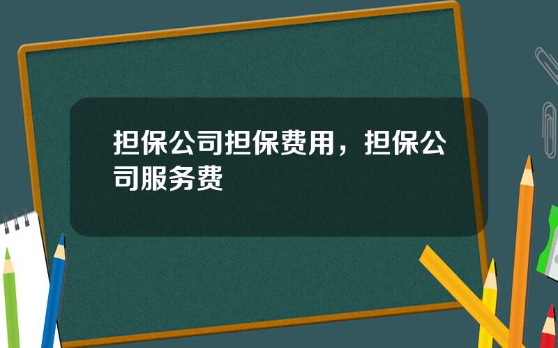 担保公司担保费用，担保公司服务费