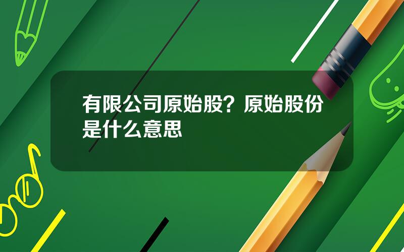 有限公司原始股？原始股份是什么意思