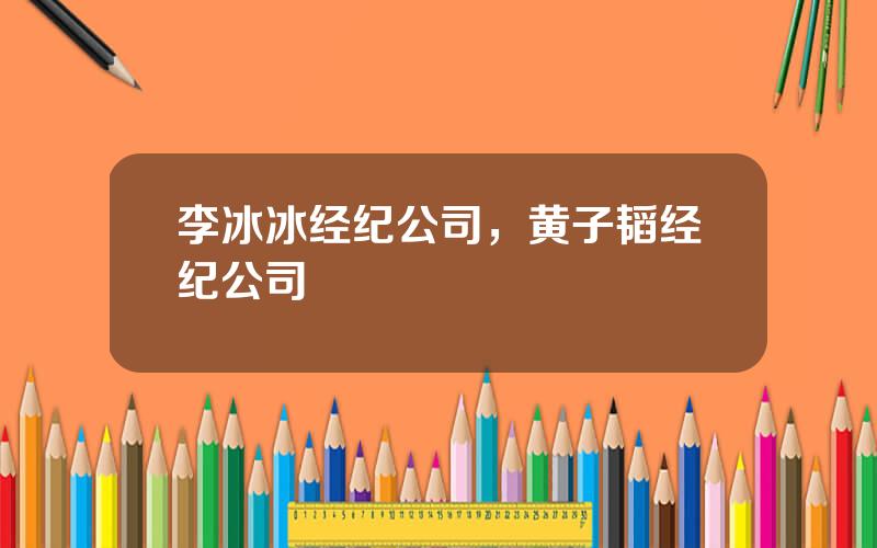 李冰冰经纪公司，黄子韬经纪公司