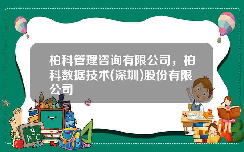 柏科管理咨询有限公司，柏科数据技术(深圳)股份有限公司