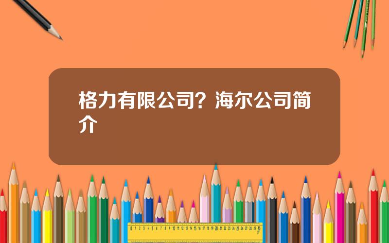 格力有限公司？海尔公司简介