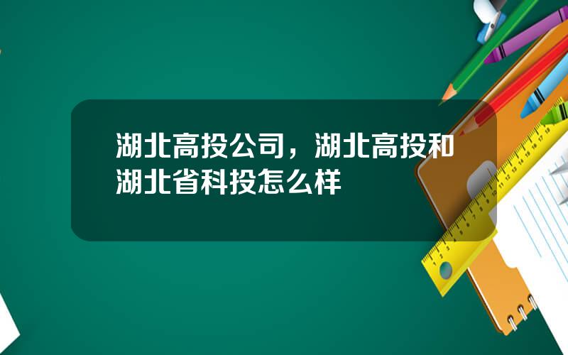 湖北高投公司，湖北高投和湖北省科投怎么样